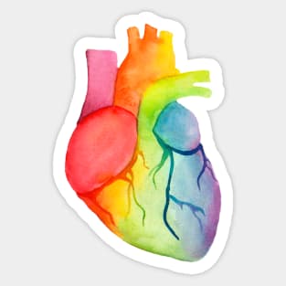 Watercolor Rainbow Heart (white) Sticker